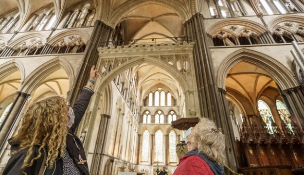 Salisbury Cathedral volunteers test the system ahead of re-opening