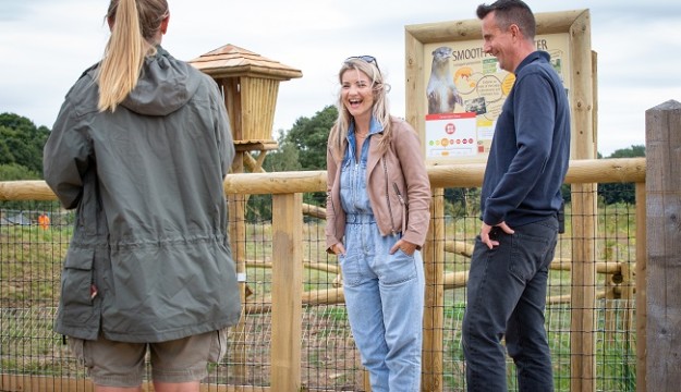 TV star Helen Skelton is enchanted by Yorkshire Wildlife Park’s new red pandas as she opens two reserves