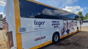 Leger Shearings Group Wraps Coach to  Celebrate The Great Escaper Partnership with Pathé UK