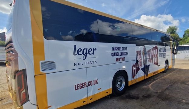 Leger Shearings Group Wraps Coach to  Celebrate The Great Escaper Partnership with Pathé UK